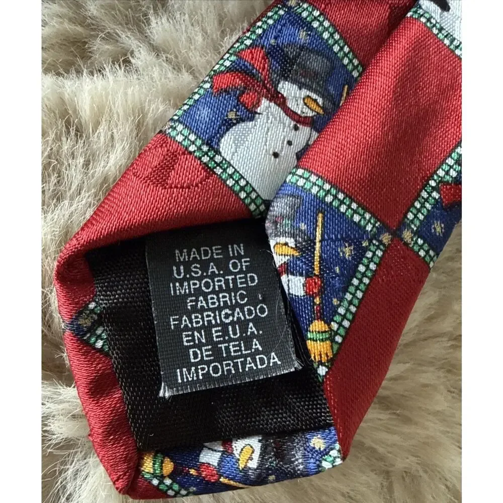 Vintage Hallmark Yule TIE Greetings Christmas Snowman Necktie Made USA with Tags